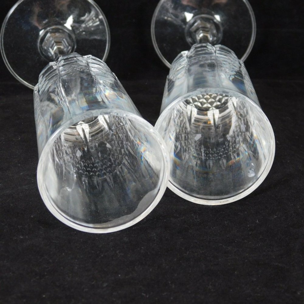 Set of 2 Cut Crystal Champagne Flutes 8.5 in tall Hexagonal Stem Brilliant Cut - Picture 9 of 9